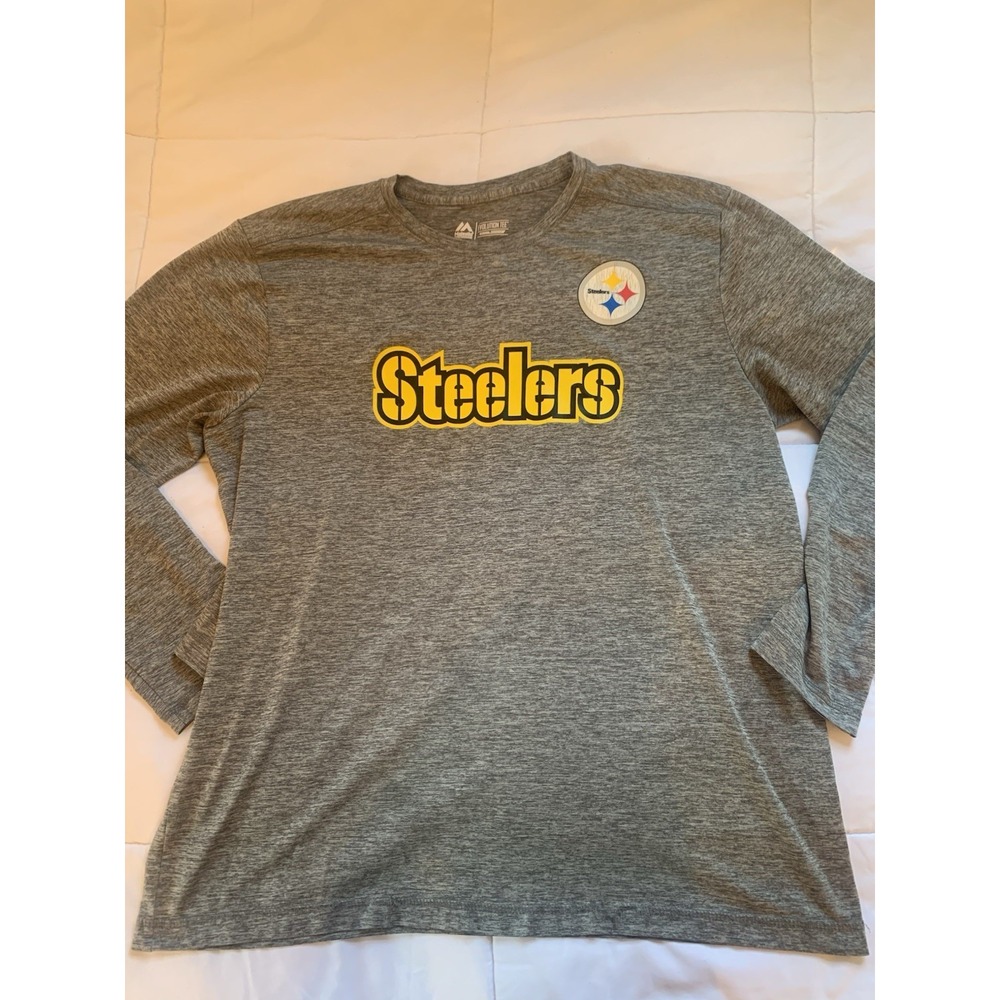 Pittsburgh Steelers Majestic  Long Sleeve‎ Gray Cool Base Dry Fit Shirt Large